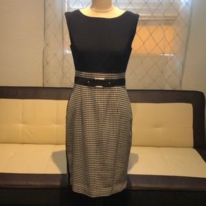 WHBM black and white houndstooth Sheath